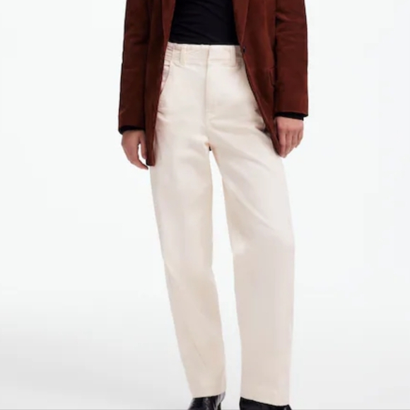 Madewell Tapered Denim Trousers In Ivory - Picture 2 of 12